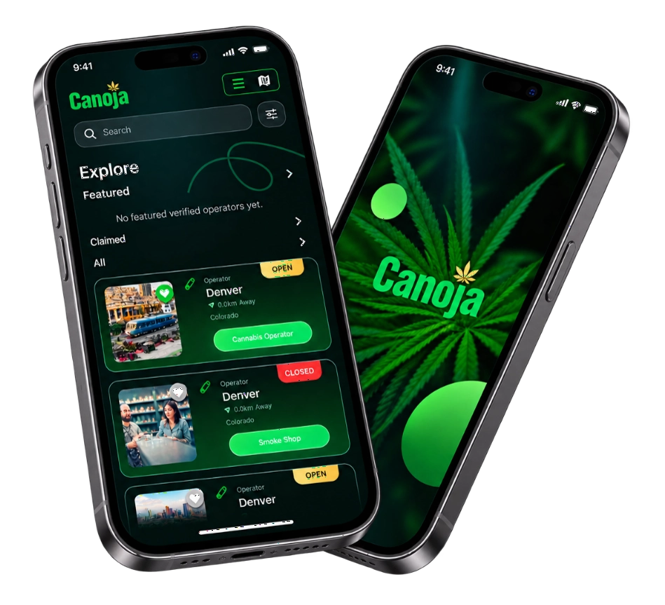 Preview of the planned Canoja mobile app on phone screens.